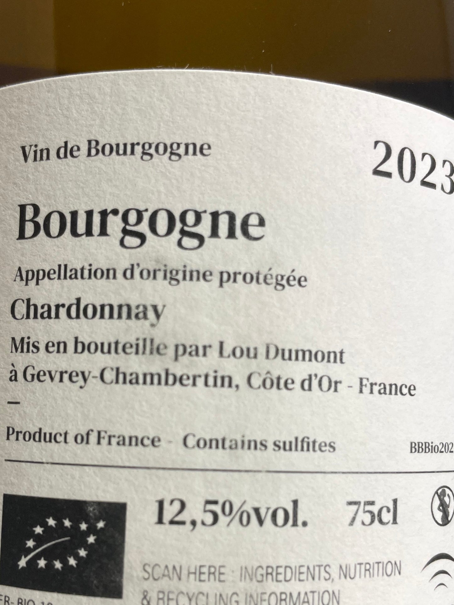 Lou Dumond Bourgogne blanc bio Domaine Koji et Jwa