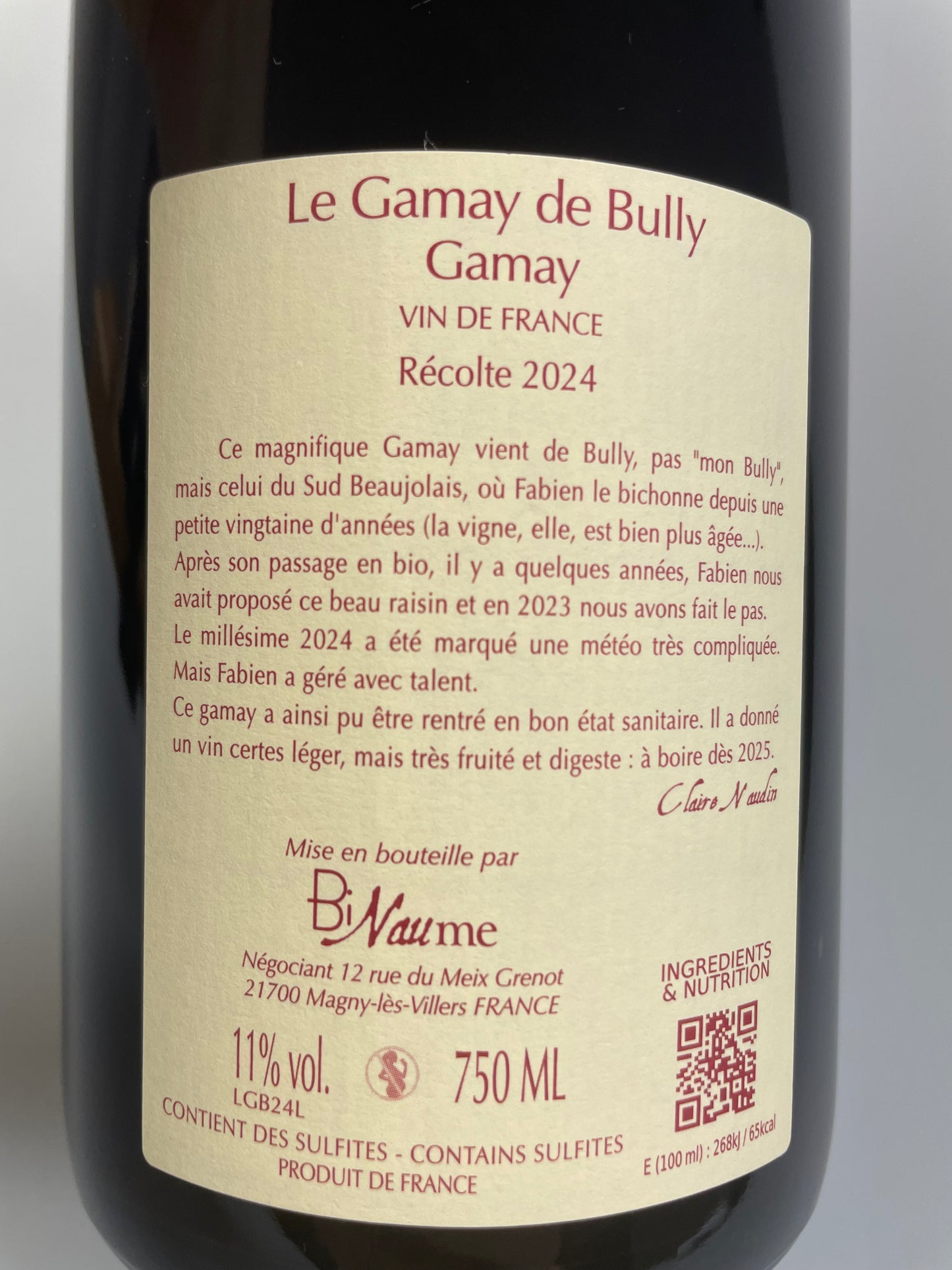 Rücketikett Le Gamay de Bully 2024