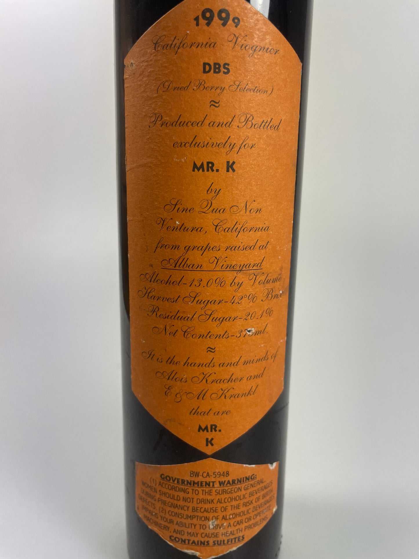 Etikette Sine Qua Non Robert Parker Krankel