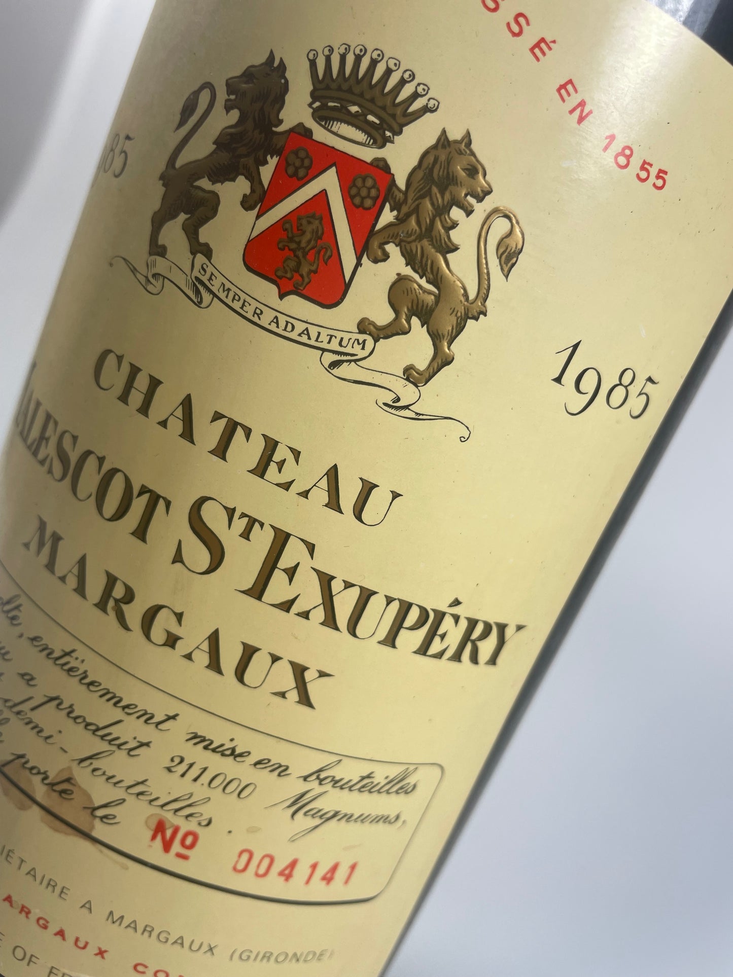 Etikett Chateau Malescot Magnum 1985