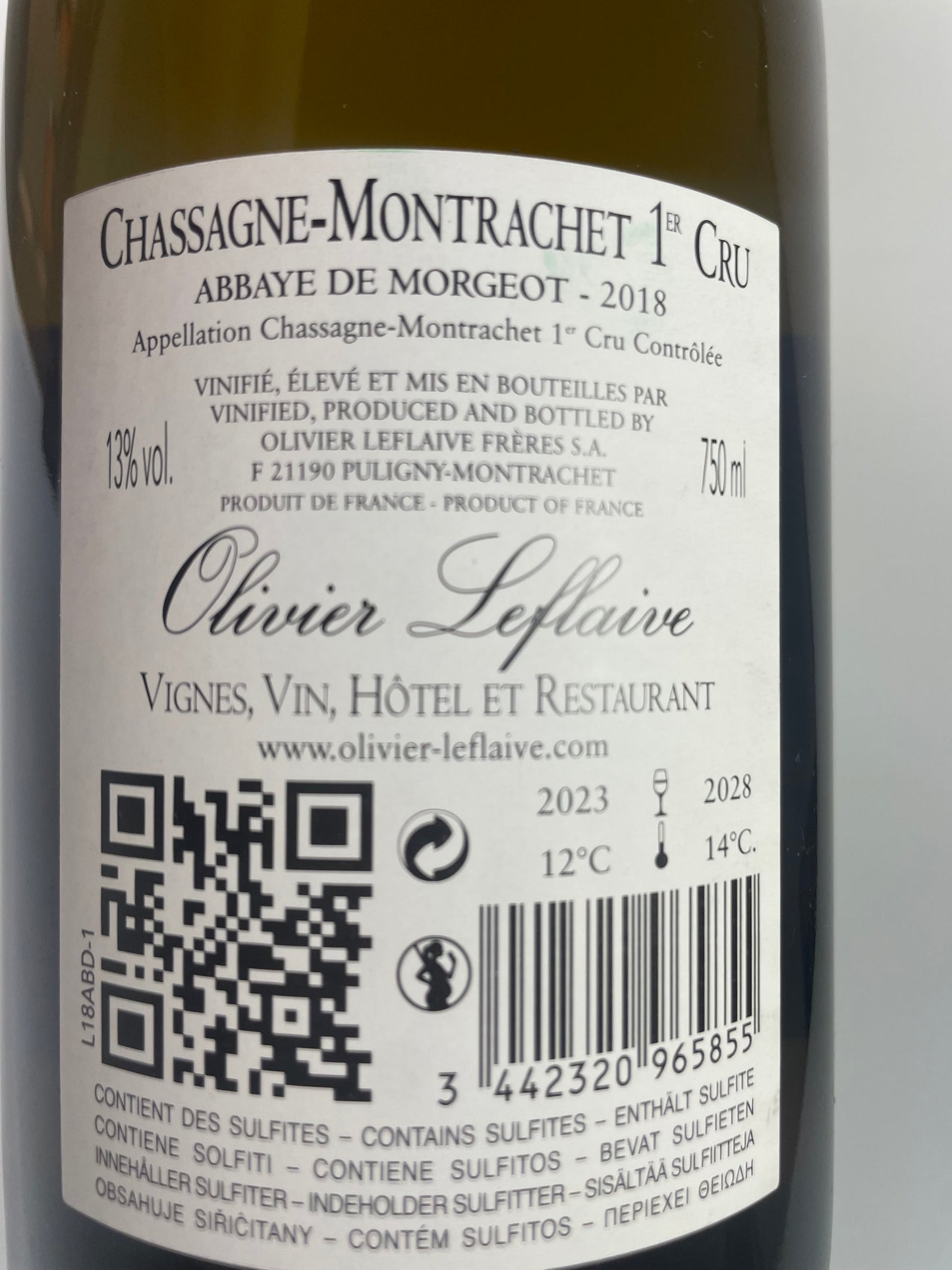 Chassagne Montrachet Abbaye de Morgeot 1er Cru 2018 Olivier Leflaive
