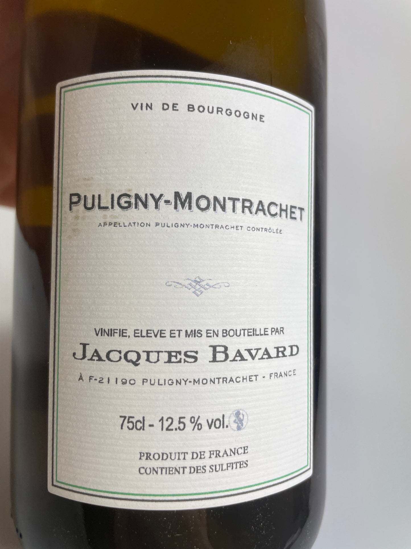 Rücketikett Domaine Jacques Bavard Puligny Montrachet