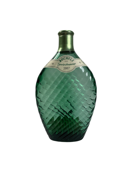 grüne Zangenflasche Brennerei Rochelt Gewürztraminer