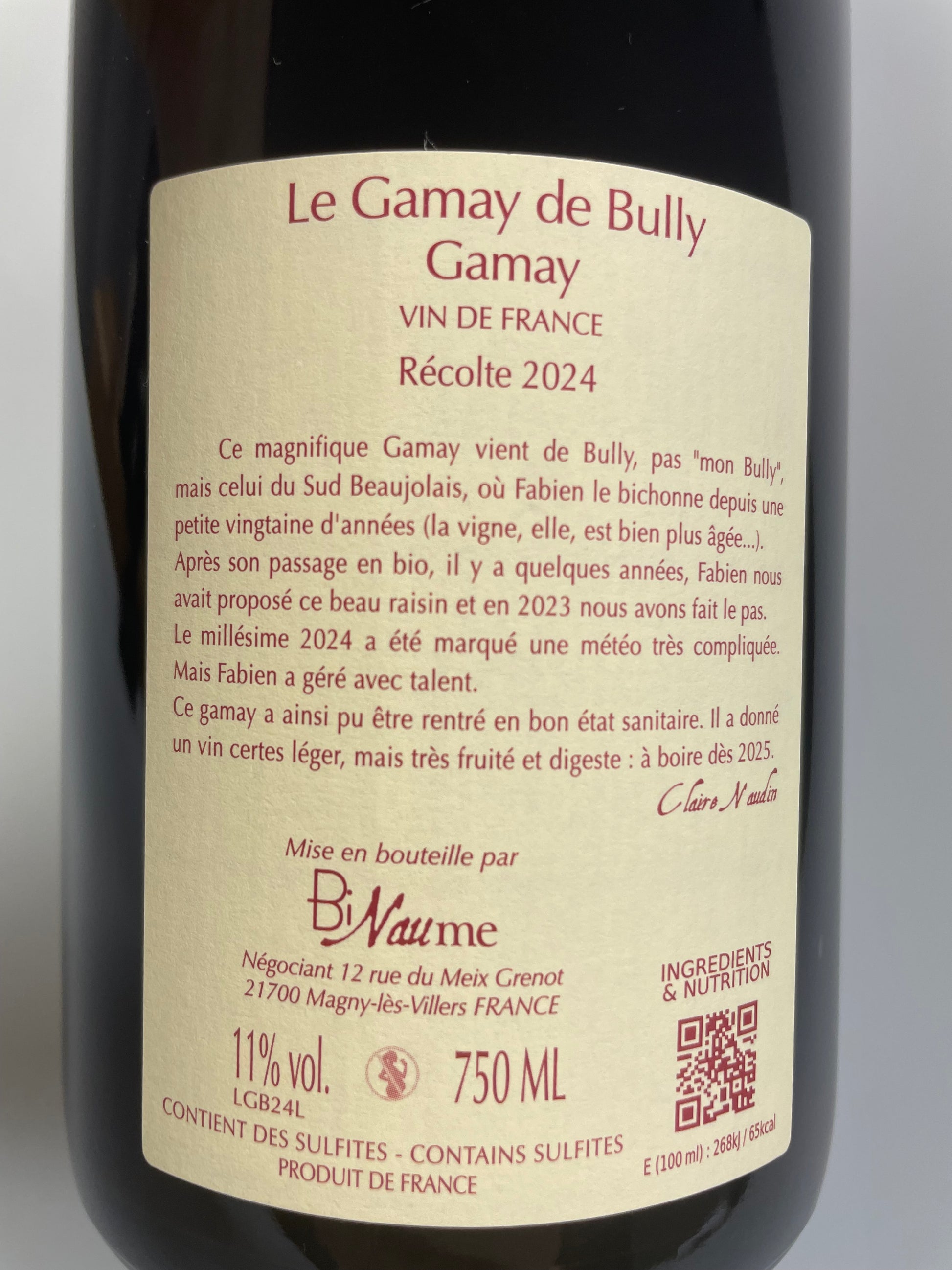 Rücketikett Le Gamay de Bully 2024