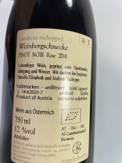 Rücketikett Weinbergschnecke Pinot Noir Rose 2018