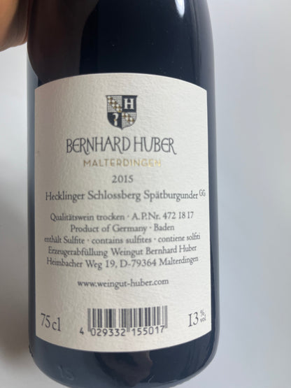 Weinflasche Bernhard Huber Schlossberg Pinot Noir 2015