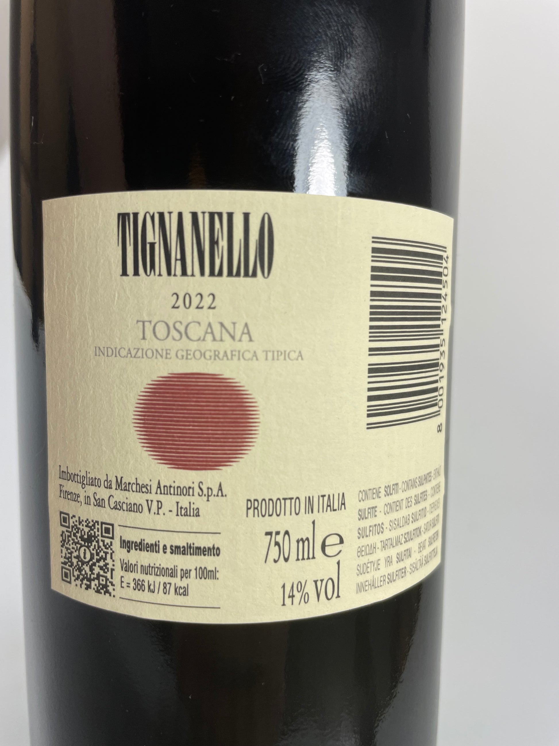 Rücketikett Tignanello 2022