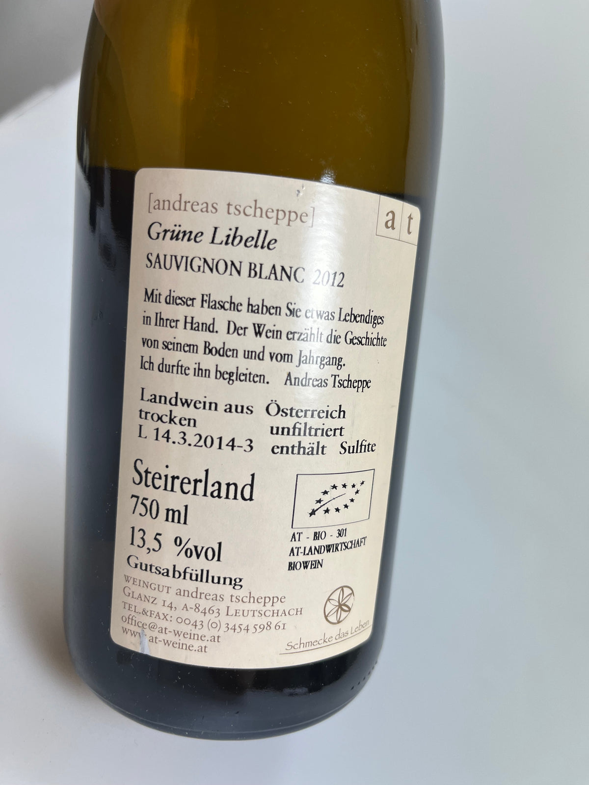 Grüne Libelle Sauvignon Blanc 2012 Tscheppe
