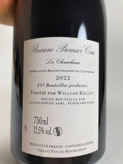 Rücketikett William Kelley Beaune Les Chouacheaux 1er Cru 2022