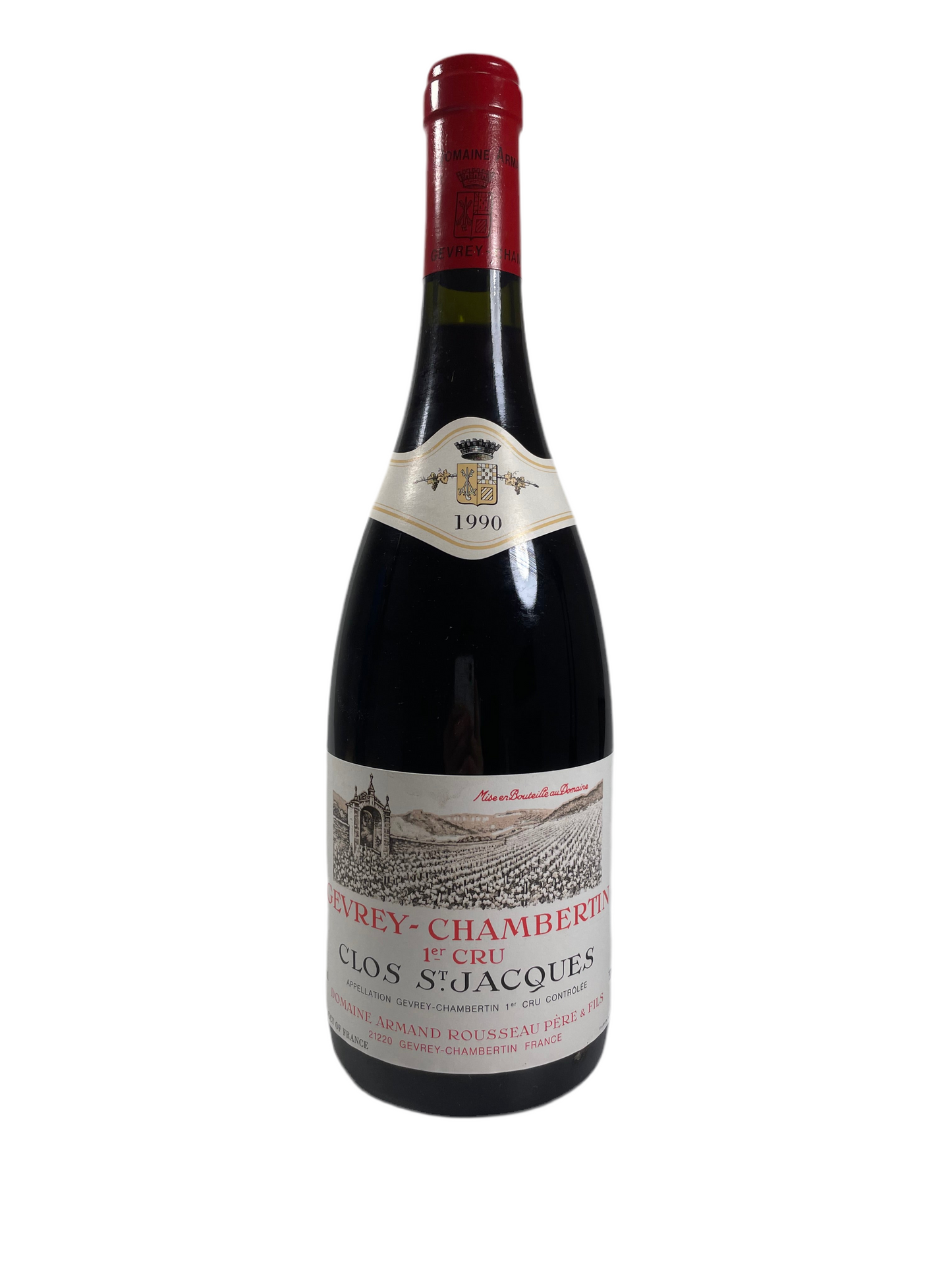 Weinflasche Gevrey Chambertin Clos St. Jacques 1er 1990 von Rousseau