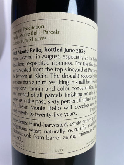 Rücketikett Monte Bello 2021