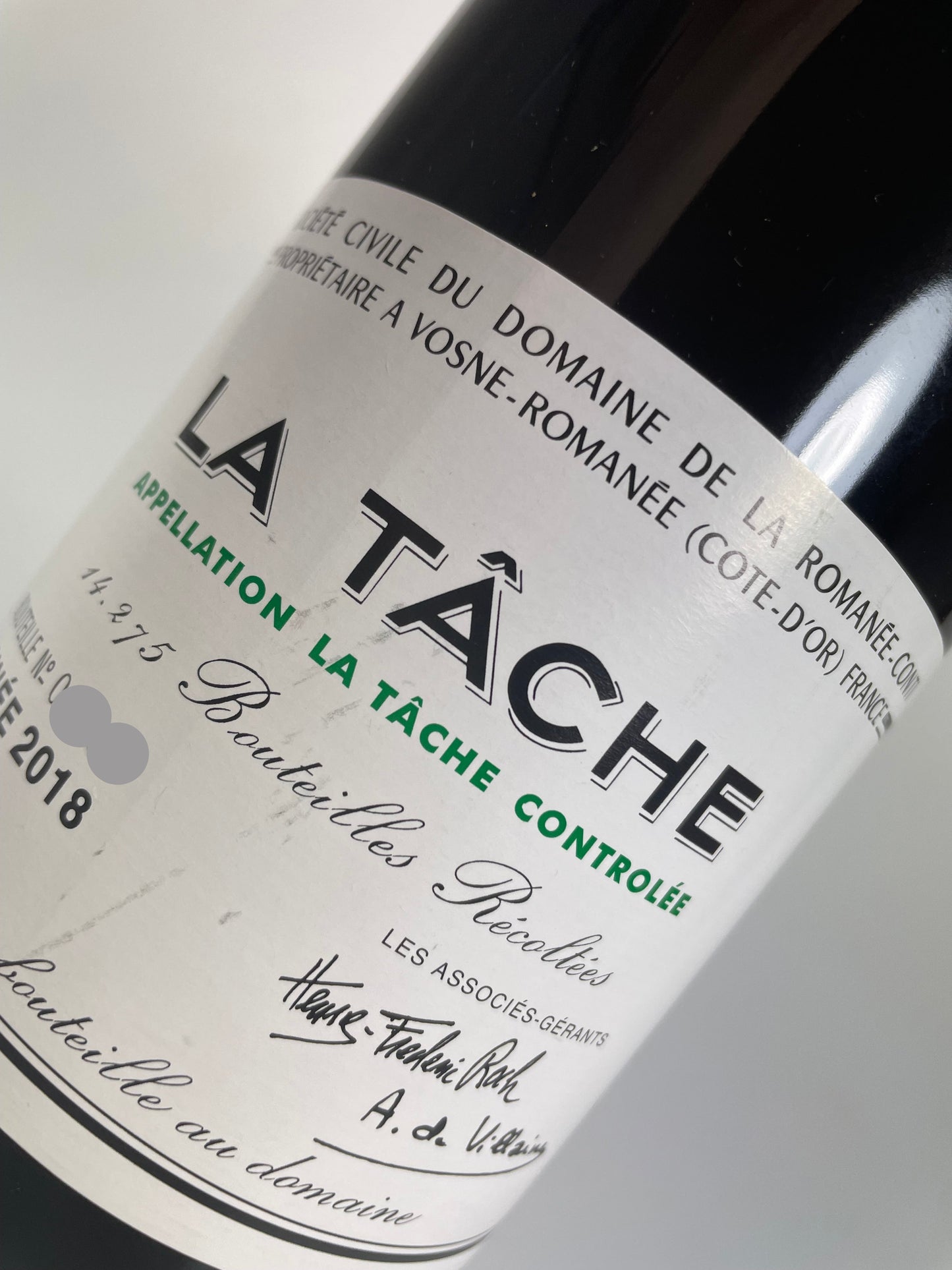 Etikett La Tache Romanee Conti