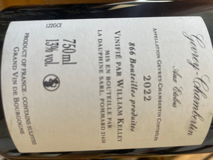 Rücketikett William Kelley Gevrey Chambertin