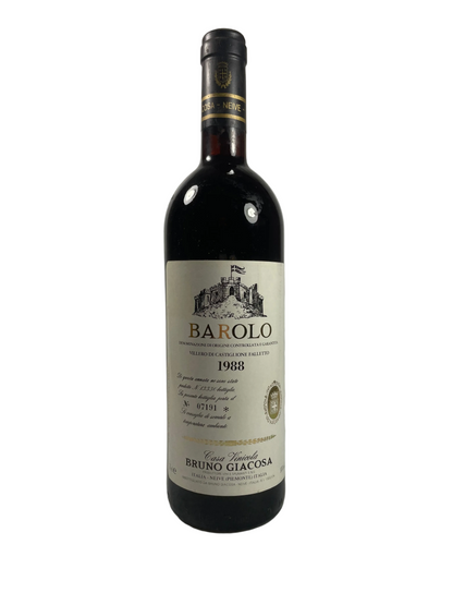 Weinflache auf weßem Hintergrund Bruno Giacosa Barolo Villero di Castiglione Falletto 1988