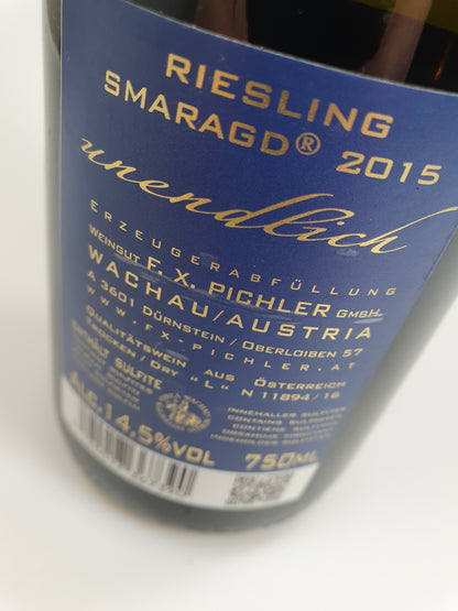 Rücketikett Riesling Unendlich 2015 FX Pichler